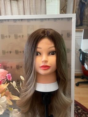 Brown Ombre Women’s Hair dark brown smoky Wig never worn lace part